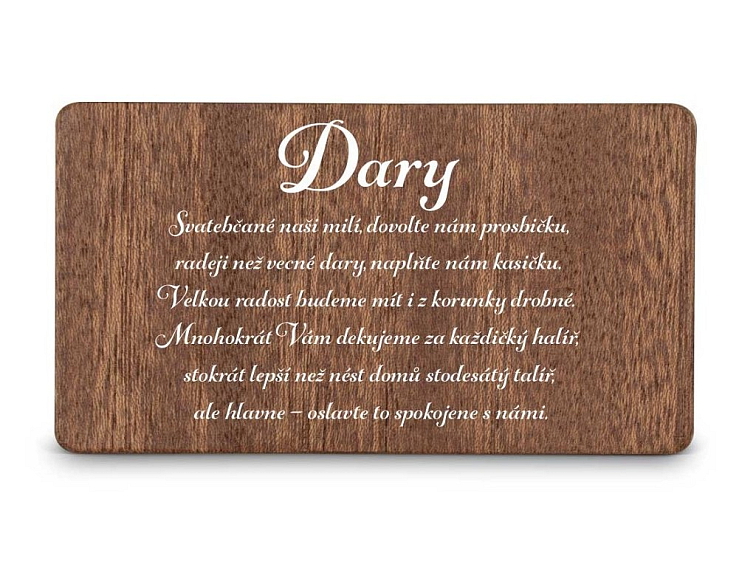 Dřevěná kartička DARY - DOT