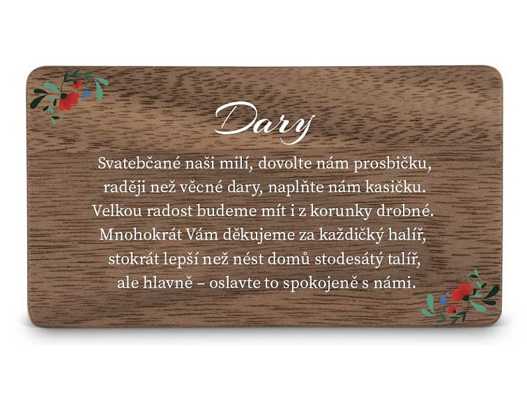 Dřevěná kartička DARY - FOLK