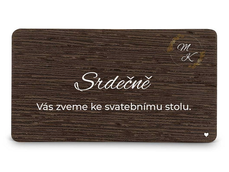 Dřevěná pozvánka ke stolu MONOGRAM