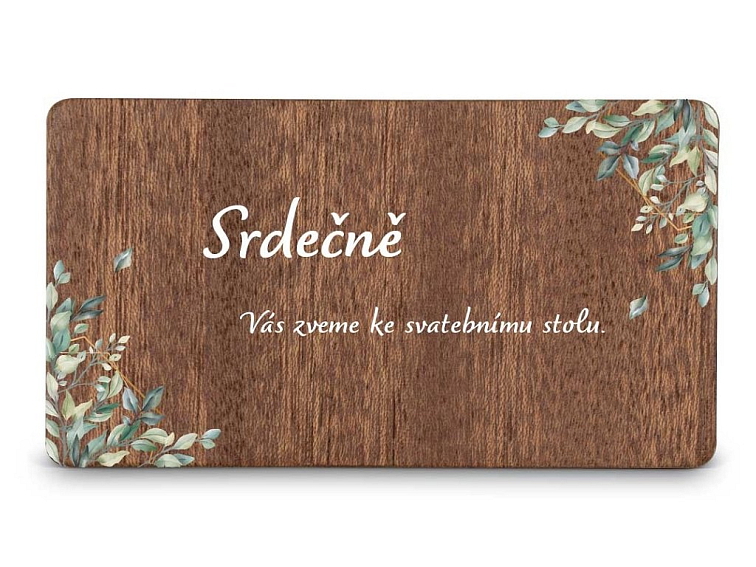 Dřevěná pozvánka ke stolu ŠESTIHRAN LISTY
