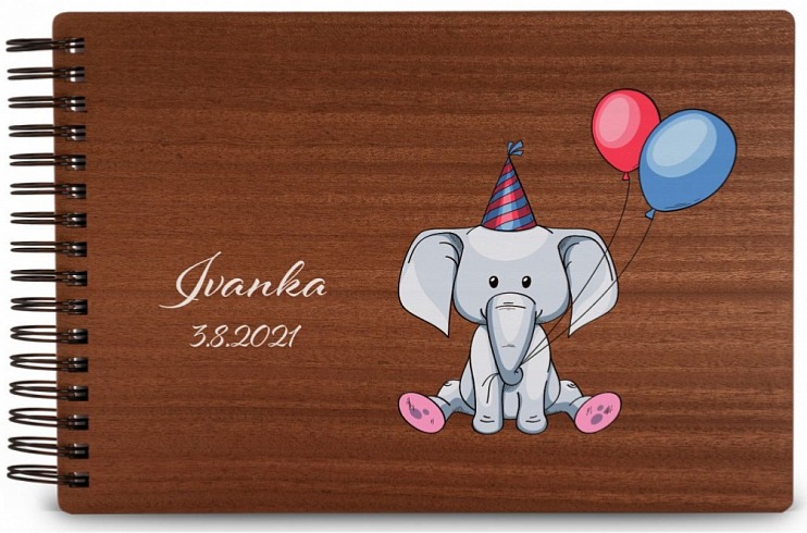 Dřevěné dětské fotoalbum SLON