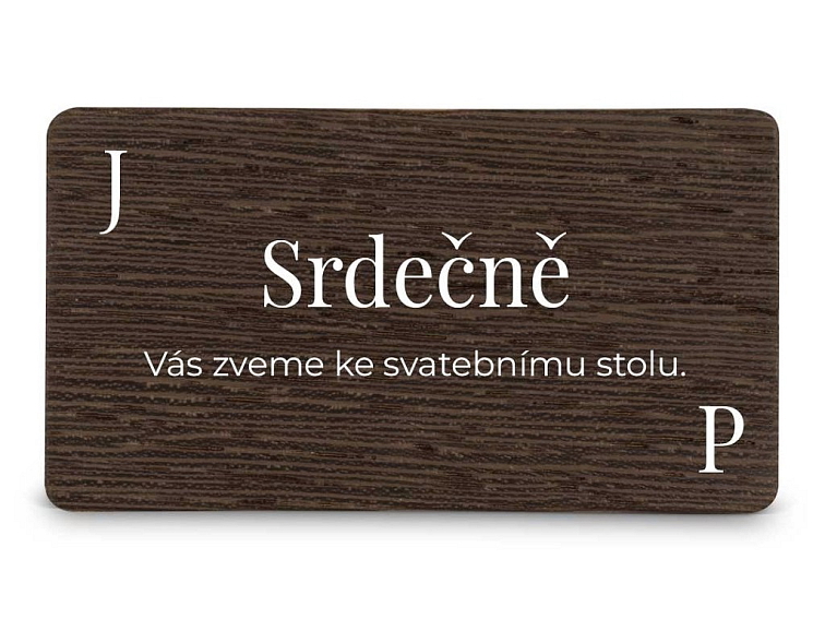Dřevěná pozvánka ke stolu JMÉNO