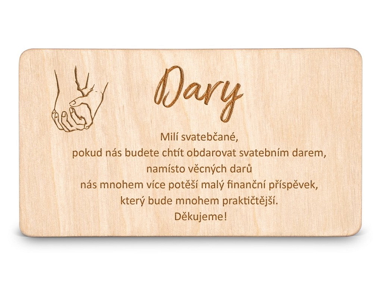 Dřevěná kartička DARY - ADULT HANDS