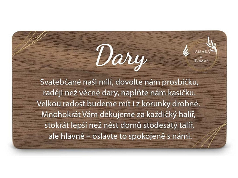 Dřevěná kartička DARY - CIRCLE