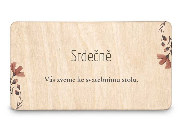 Dřevěná pozvánka ke stolu FLORAL