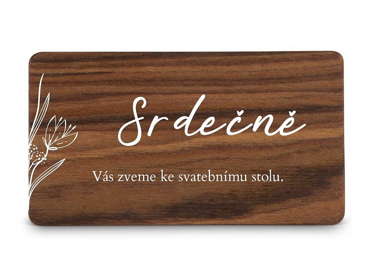 Dřevěná pozvánka ke stolu SNĚŽENKA