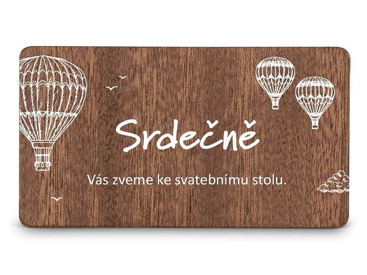 Dřevěná pozvánka ke stolu BALÓNY