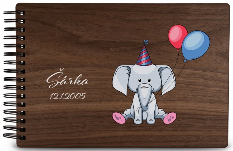 Dřevěné dětské fotoalbum SLON