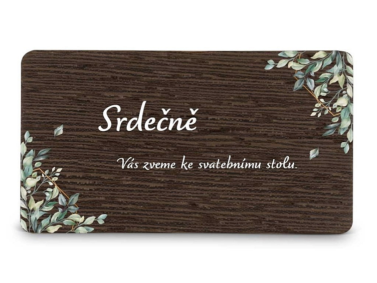 Dřevěná pozvánka ke stolu ŠESTIHRAN LISTY