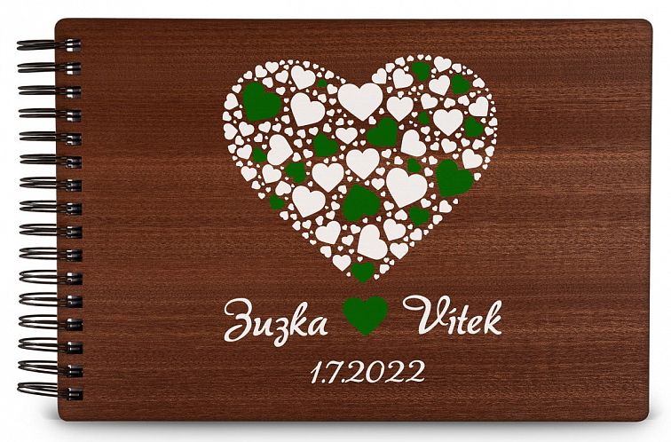 Dřevěné fotoalbum SRDCE