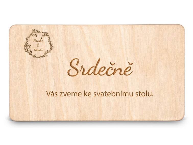 Dřevěná pozvánka ke stolu BOHO STYLE