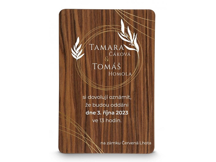 Dřevěné svatební oznámení CIRCLE