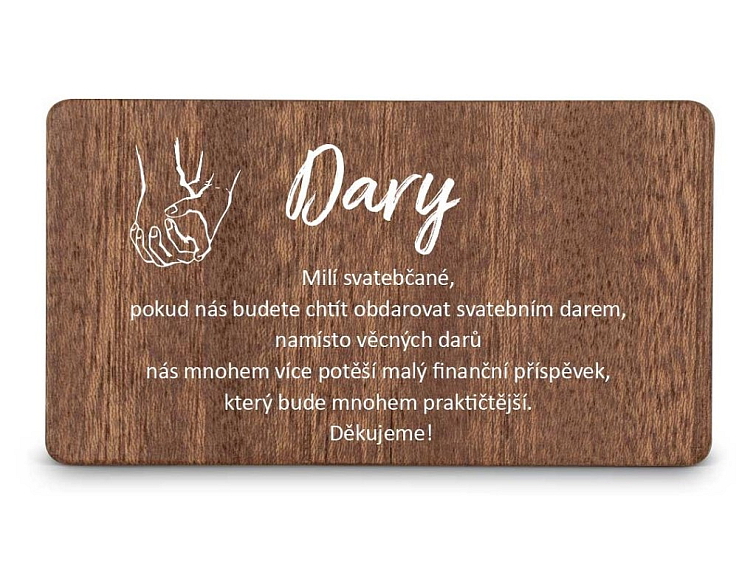 Dřevěná kartička DARY - ADULT HANDS