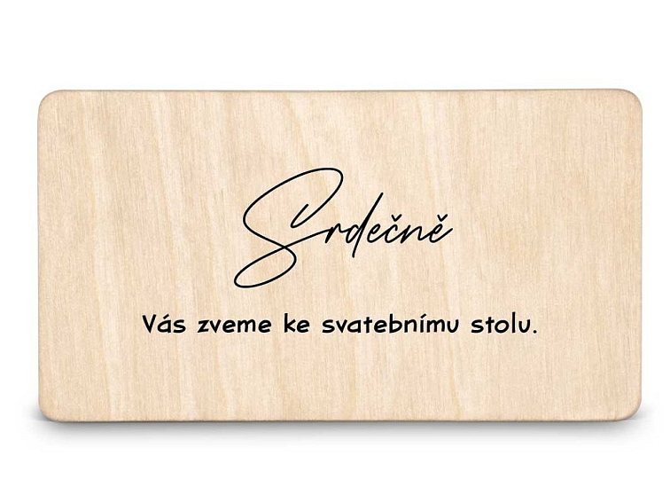 Dřevěná pozvánka ke stolu TEXT