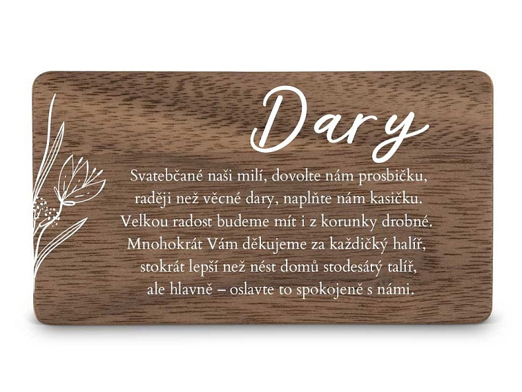 Dřevěná kartička DARY - SNĚŽENKA