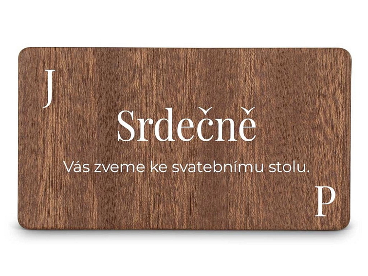 Dřevěná pozvánka ke stolu JMÉNO