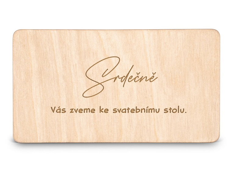 Dřevěná pozvánka ke stolu TEXT