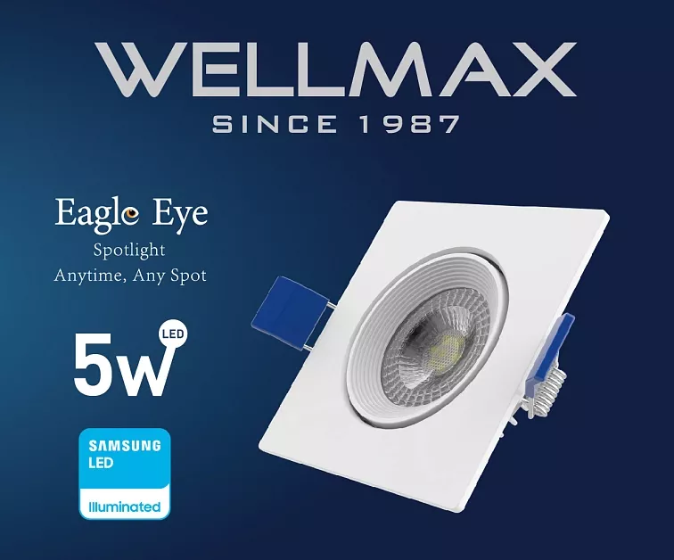 LED podhledové svítidlo čtverec Wellmax 5W Samsung LED - Neutrální bílá