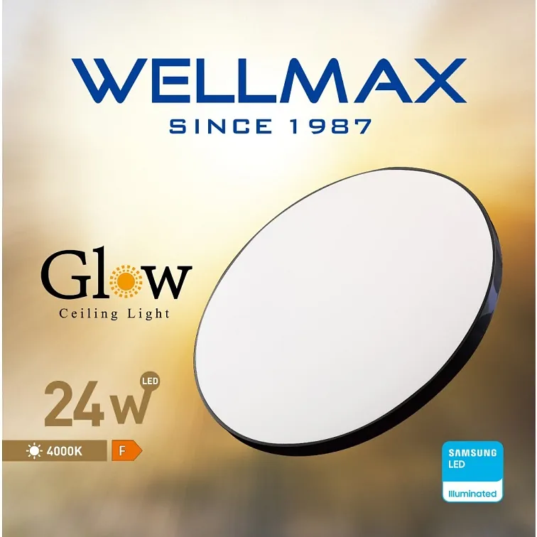 LED stropní lampa GLOW 24W Samsung LED černá - neutrální bílá