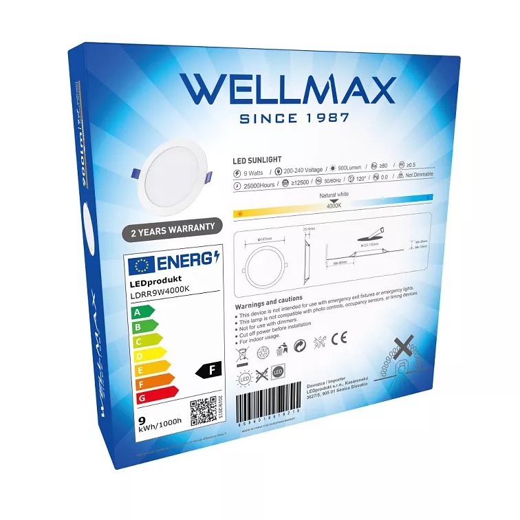 LED panel Wellmax 9W kruh - Neutrální bílá