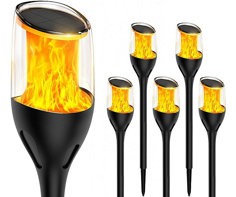 LED solární lampa - Imitace plamene