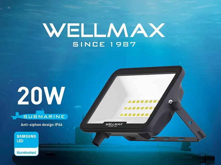 LED Reflektor Wellmax 20W Samsung LED - Neutrální bílá