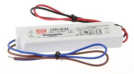 LED napájecí zdroj 18W, 24V, IP67 - Voděodolný MEAN-WELL