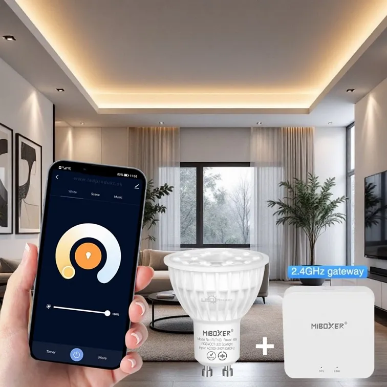 LED žárovka GU10 4W stmívatelná RGB + DUAL-WHITE