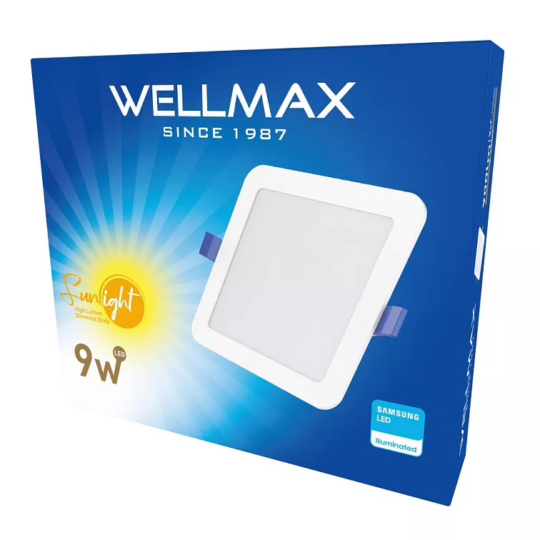 LED panel Wellmax 9W čtverec - Neutrální bílá