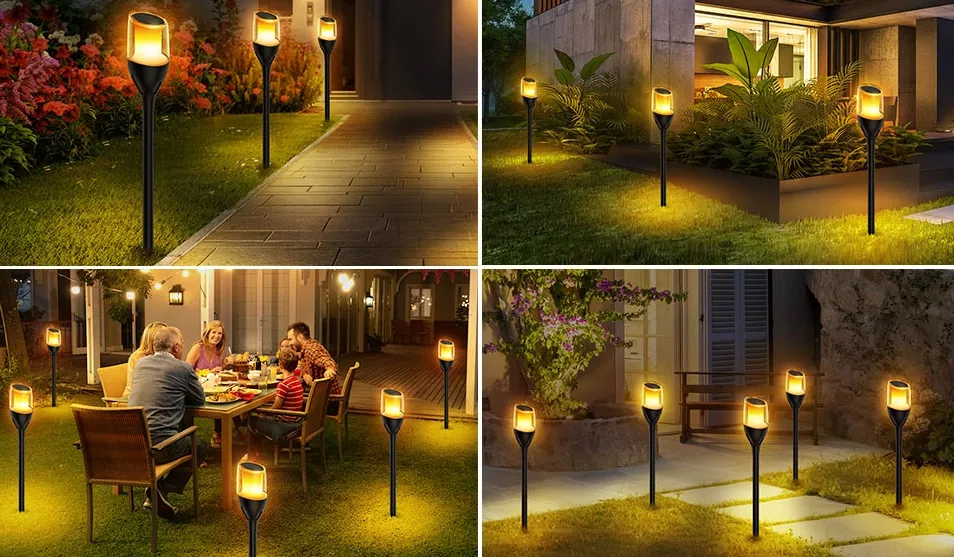 LED solární lampa - Imitace plamene