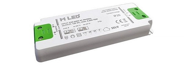 LED napájecí zdroj 75W, 12V - nábytkový