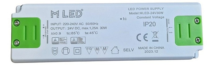LED napájecí zdroj 30W, 24V - nábytkový