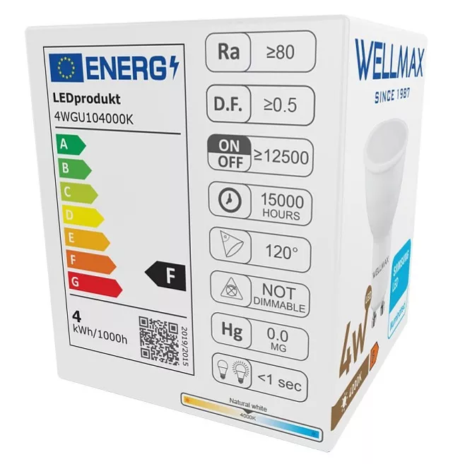 LED žárovka Wellmax GU10 4W neutrální bílá