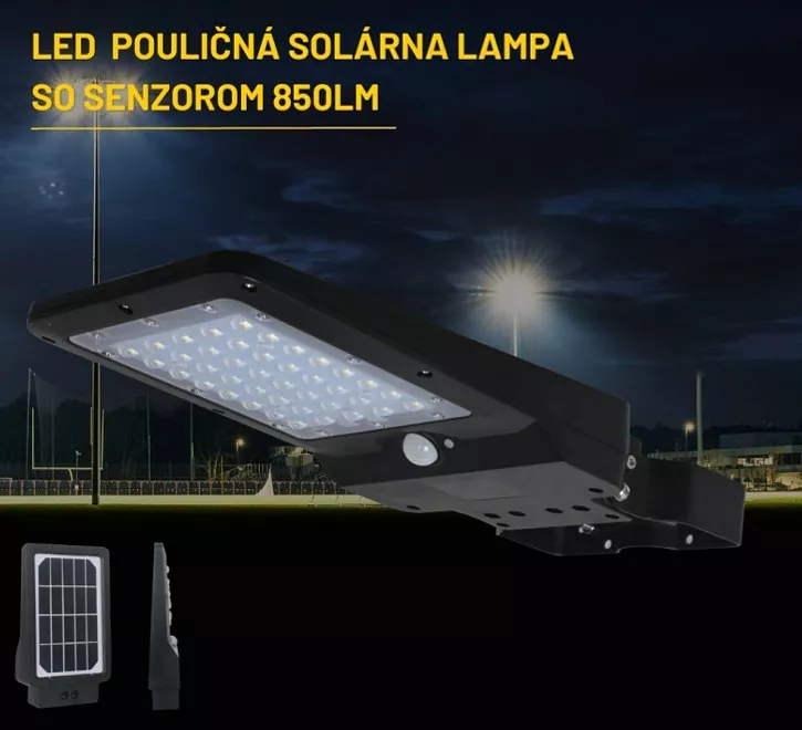 LED pouliční solární svítidlo se senzorem 850lm