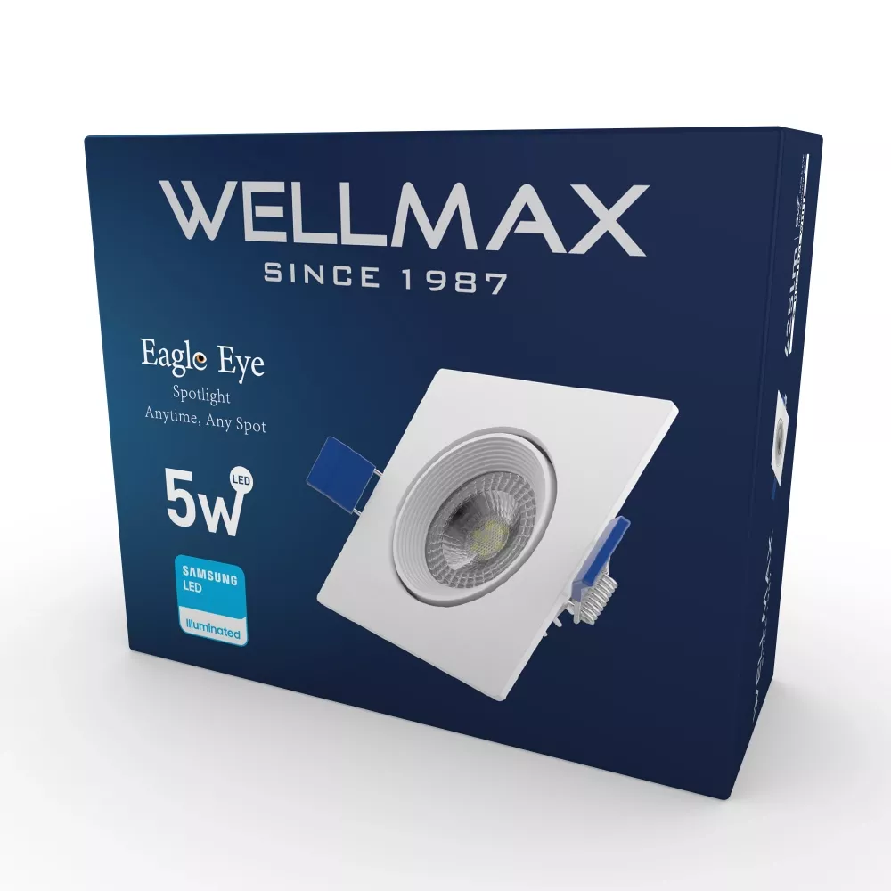 LED podhledové svítidlo čtverec Wellmax 5W Samsung LED - Neutrální bílá
