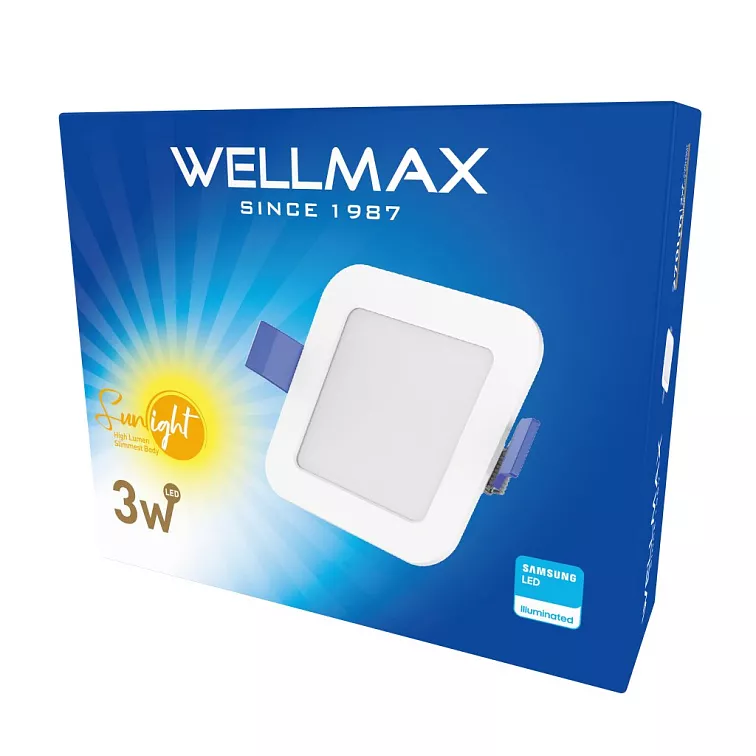 LED panel Wellmax 3W čtverec - Neutrální bílá