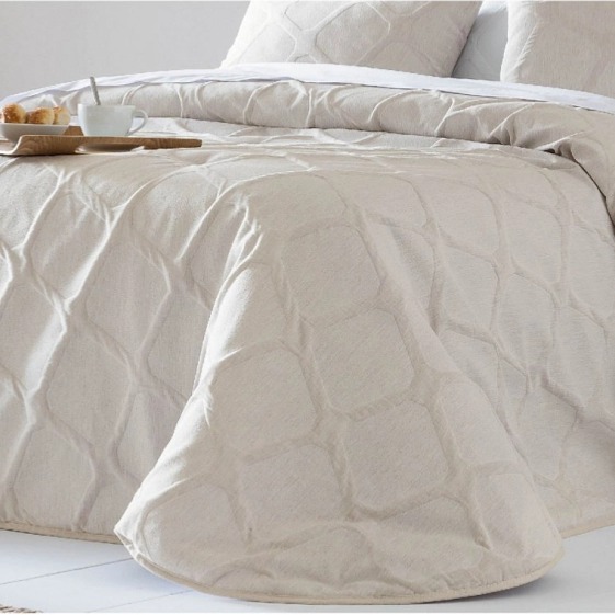 Přehoz na postel Idalia Beige, béžový, sada se 2 povlaky na polštáře 70x50 cm