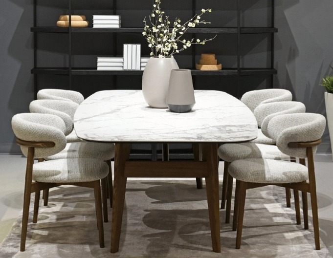 Oválný stůl Abrey, dřevo, sklokeramika, 249x119 cm, CS4127-FB 250