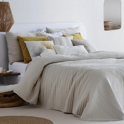 Lehoučký přehoz Linette Lino, přírodní lněná, sada se 2 povlaky na polštáře 70x50 cm