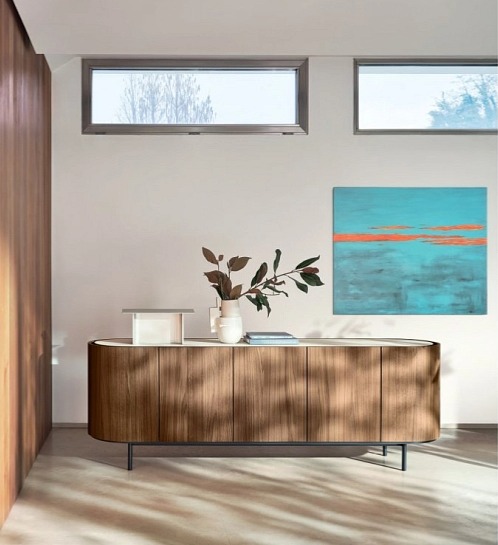 Oválná komoda Lake, dýha, 4 dveře, CS6076-1