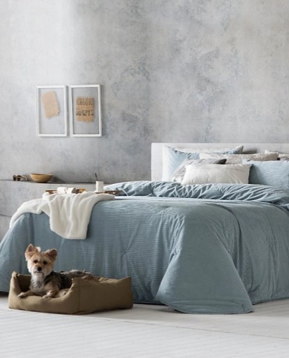 Přehoz na postel Nilo Azul, nebesky modrý, sada se 2 povlaky na polštáře 70x50 cm