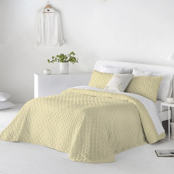 Přehoz na postel Nely Coral, oboustranný, se 2 povlaky na polštáře