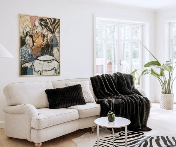 Černý pléd Grace Black, kožešinový, 140x220 cm