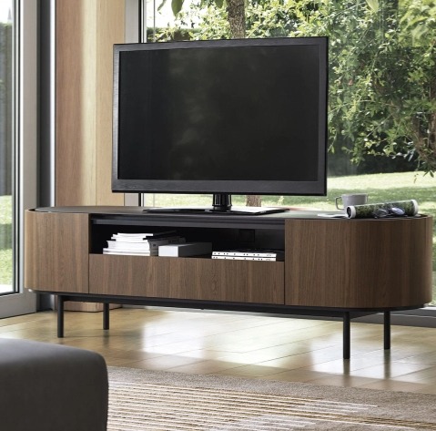 Oválná TV komoda Lake, dýha, 3 zásuvky, CS6076-2