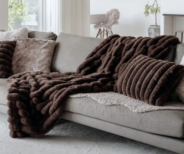 Hnědý pléd Wave Darkbrown, 120x180 cm