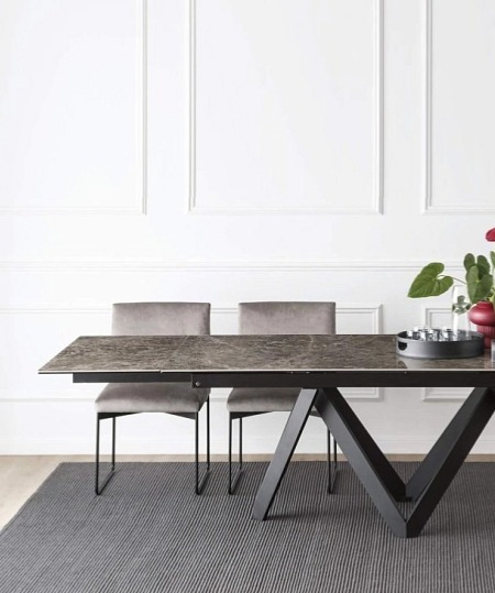 Rozkládací jídelní stůl Cartesio, kov/sklokeramika, CS4111-R