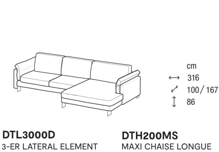 Útulná pohovka Meridien, látka, kůže, 316x167cm, CS3411
