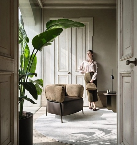 Křeslo Quadrotta Borbonese x Calligaris, kůže, CS3409