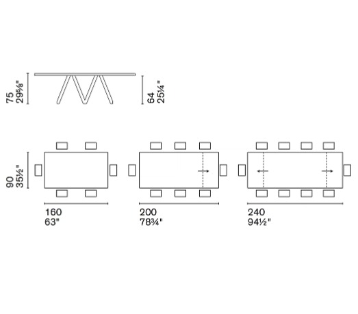 Rozkládací stůl Cartesio, dřevo, 160(200)(240) cm, CS4111-R 160