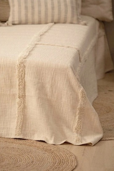 Přehoz na postel, přehoz na pohovku Bagua Crudo, všívaný vzor, 240x260 cm